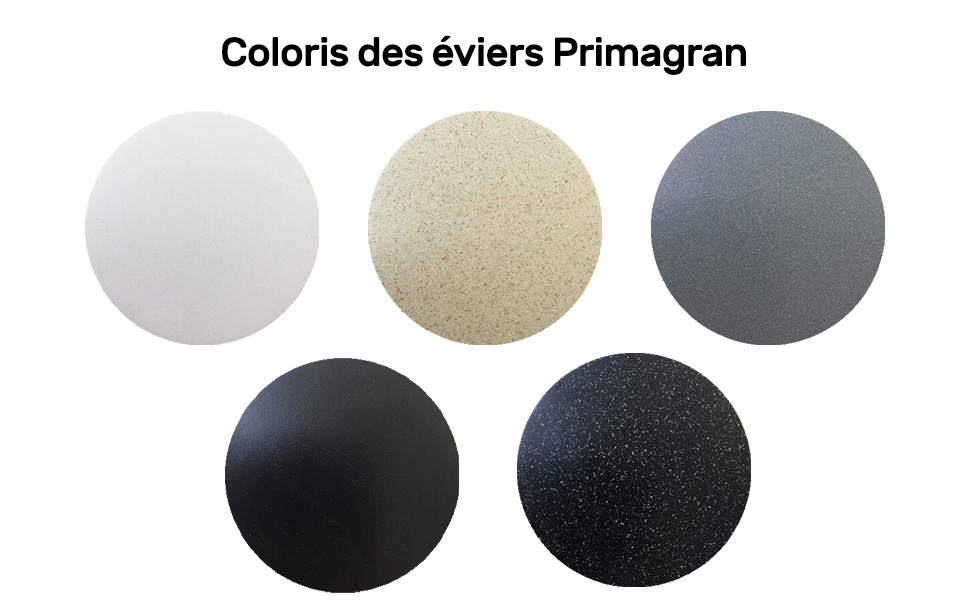 Éviers en granit en cinq couleurs noir graphite blanc gris beige