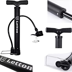 Letton Portable Bike Floor Pump Pompes à Eau de vélo 120PSI à Aiguille réversibles Presta & Schrader