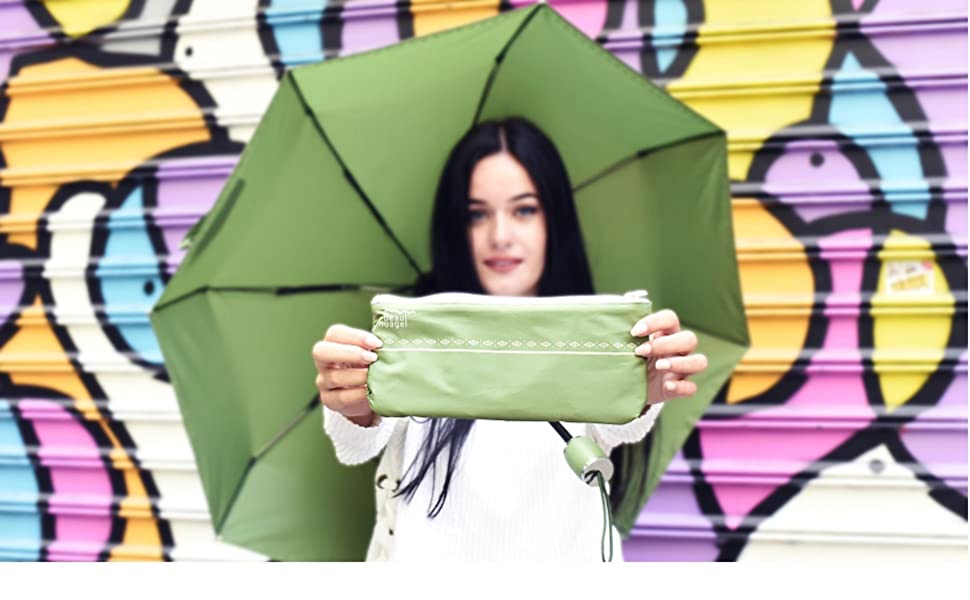 Parapluie pliable, housse absorbante, parapluie vert, parapluie qualité