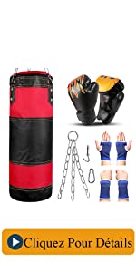 Odoland Sac de Frappe Professionnel avec Gants de Boxe 6OZ