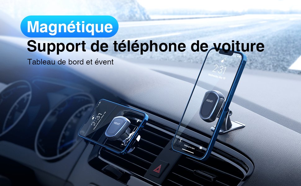 Version mise à jour 2021 du support de voiture magnétique pour téléphone Shield