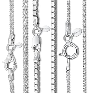  Amberta 925 en argent sterling 1,1 mm chaîne gourmette collier 14 "16" 18 "20" 22 "24" po