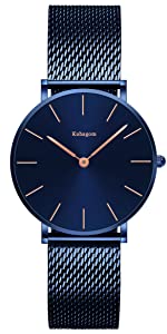 Kubagom Très Mince Montre pour Femme Quartz Analogique Étanche Acier Inoxydable