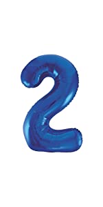 Ballon en aluminium en forme de chiffre 2 Bleu 86,4 cm