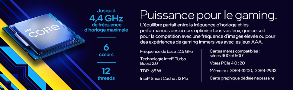 Processeur Intel Core i5-11400F de 11 génération pour PC de bureau