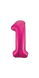 Ballon en aluminium en forme de chiffre 1 Rose 86,4 cm