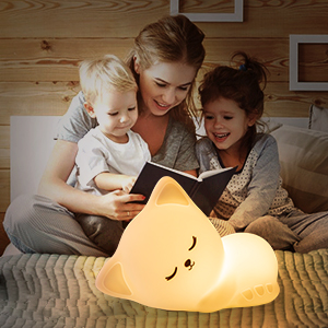 Niedliche Katze Nachtlicht, LED-Baby-Nachtlichter Kinder Katze Lampe 7 Farbe wiederaufladbare prot