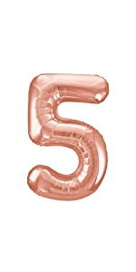 Ballon en aluminium en forme de chiffre 5 Or rose 86,4 cm