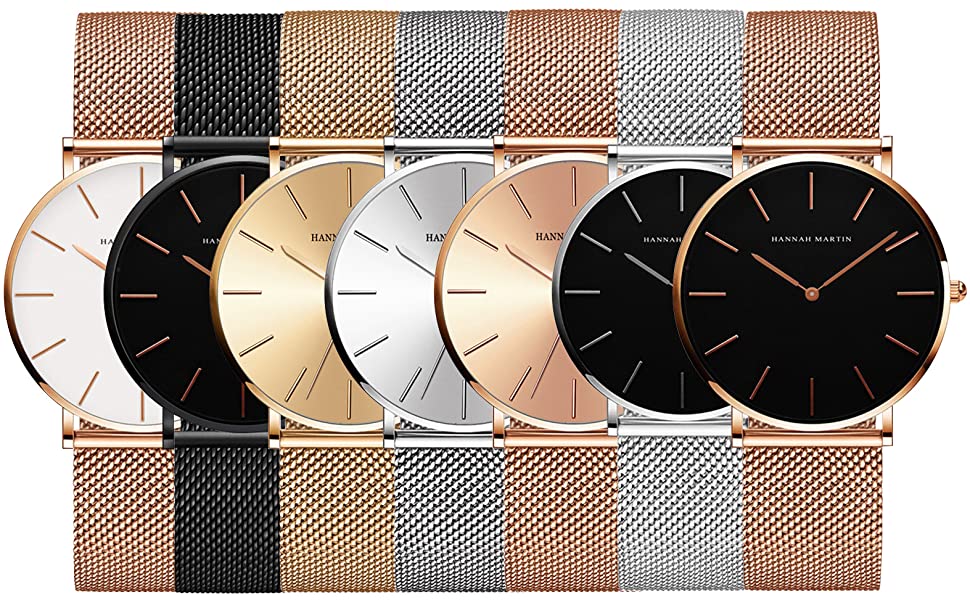 Kubagom Très Mince Montre pour Femme Quartz Étanche Acier Inoxydable avec Bracelet