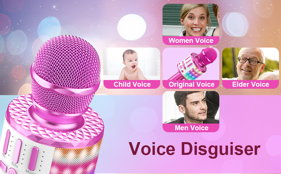 Microphone Karaoké Sans Fil Bluetooth LED, MicroPortable Haut-parleur pour Enfants/Adultes Chanter