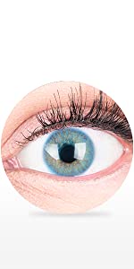 Lentilles de contact premium de couleur bleue. Lentilles mensuelles naturelles.