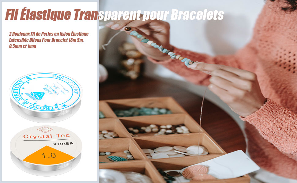 Fil Élastique Transparent pour Bracelets