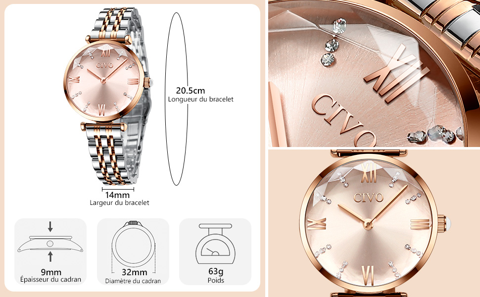 CIVO Montre Femme Montre Bracelets de Etanche