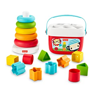 Fisher-Price Mes Premiers Blocs et Pyramide Arc-en-Ciel, jouets bébés en matériau d’origine végétale