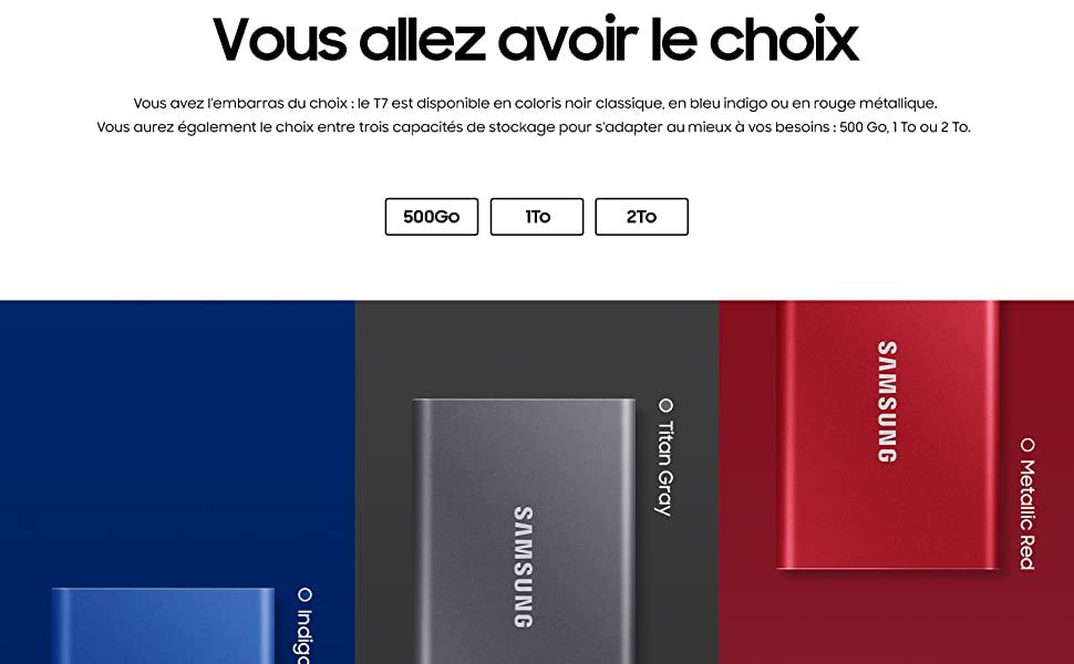 SSD;T7;couleurs;métallique;design