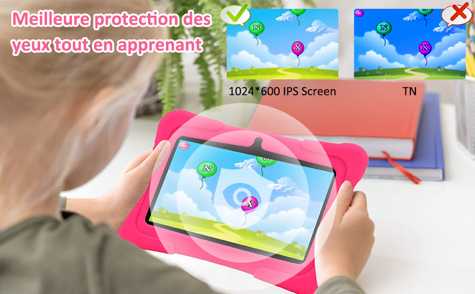 tablette enfants avec écran IPS,tablettefilles,tablette pour garçons,tablette rose,tablette bleue