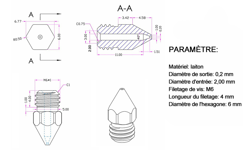 Buse d'imprimante 3D