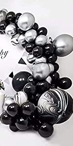 Black Silver Balloon Arch Kit