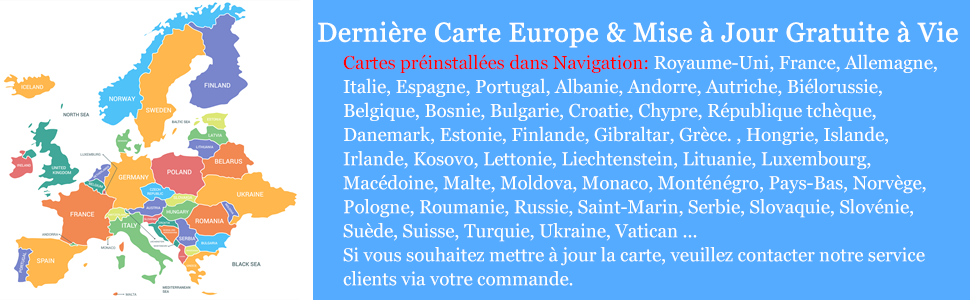 Dernière Carte Europe & Mise à Jour Gratuite à Vie