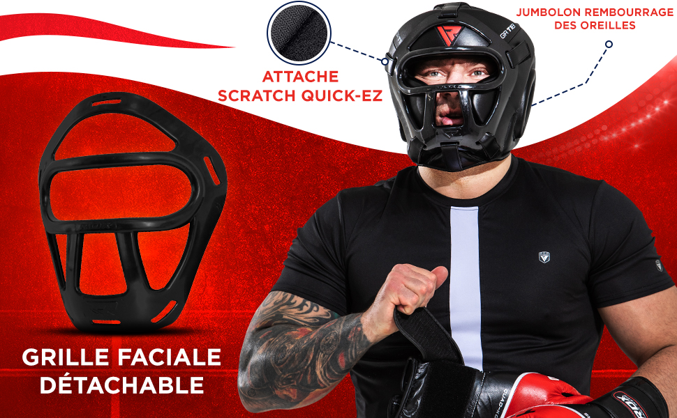 Casque De Boxe MMA Grille Protection Tête Muay Thai Entraînement Arts Martiaux