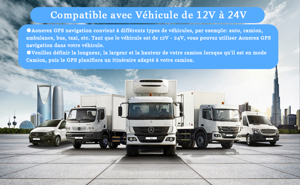 Compatible avec Véhicule de 12V à 24V