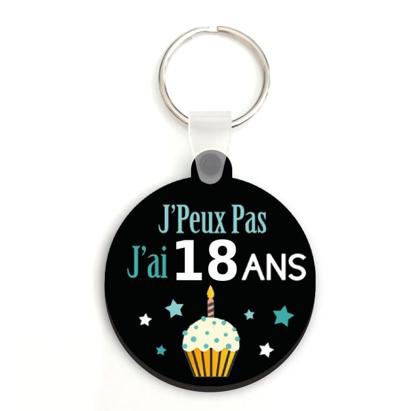 Porte Clés MDF Bois 4,5 centimètres J'peux pas j'ai 18 ans Idée Cadeau Accessoire Humour Anniversaire Fête Cérémonie Remerciement Homme Femme – Image 2