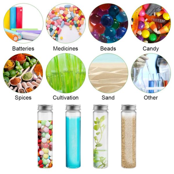 LYTIVAGEN 12 PCS Tubes à Essai en Plastique Transparents avec Bouchon à Vis Bouteille Sensorielle Vide Réutilisable Cadeau de Tube à Essai avec Couvercle pour Fleurs, Bonbons, Épices, Lotions, 110 ml – Image 5