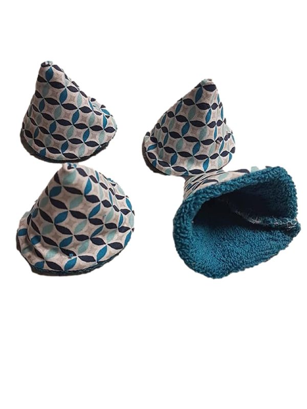 Lot de 4 tipi à pipi collection Les rosaces bleuté/bleu/cone à pipi/écologique et réutilisables naissance cadeaux bébé T32