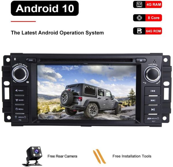 pour Jeep Wrangler JK Dodge Ram Challenger Chrysler Android 10.0 Octa Core 4 Go de RAM 64 Go de ROM 6.2"Autoradio Stéréo GPS Lecteur Multimédia Support Voiture Auto Play/TPMS/OBD/4G WiFi/Dab – Image 8