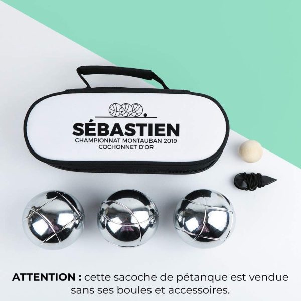 CADEAUX.COM Sacoche de pétanque 3 Boules personnalisée - Sacoche Noire avec Anse Vendue Seule - Cadeau Original pour Les Amoureux de la pétanque – Image 2