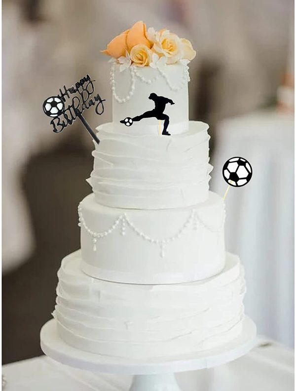 SBF Décoration de Gâteaux Fête Décorations Pour Hommes Football Décorations De Gâteaux pour Hommes Football Cake Topper Pour Hommes Football Pour Les Fêtes Fêtes D'anniversaire Dîners Aux Chandelles – Image 6