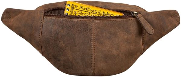 STILORD 'Eliah' Vintage Sac Banane en Cuir Ceinture Réglable Poche Ventrale Sacoche Banane idéal Sport Voyages Quotidien Durable, Couleur:Calais - Marron – Image 3