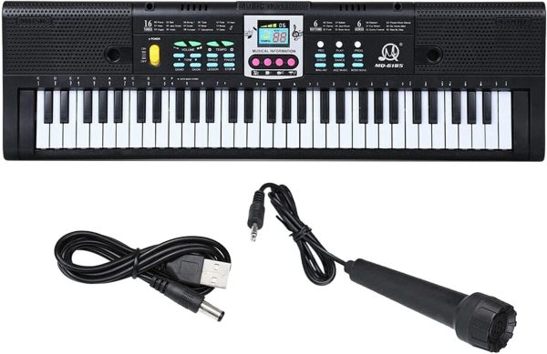 Sharplace Clavier Piano 61 Touches Numérique Musique Clavier avec Microphone Cadeau de Noël Musical Divertissement Orgue Électronique