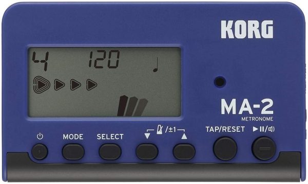 Korg MA-2 LCD Pocket Digital Métronome bleu/noir & Clairefontaine - Lot de 2 Cahiers Musique et Chant Agrafés - 17x22 cm - 28 Pages Grands Carreaux + 28 Pages avec Portées - Papier Blanc 90 g