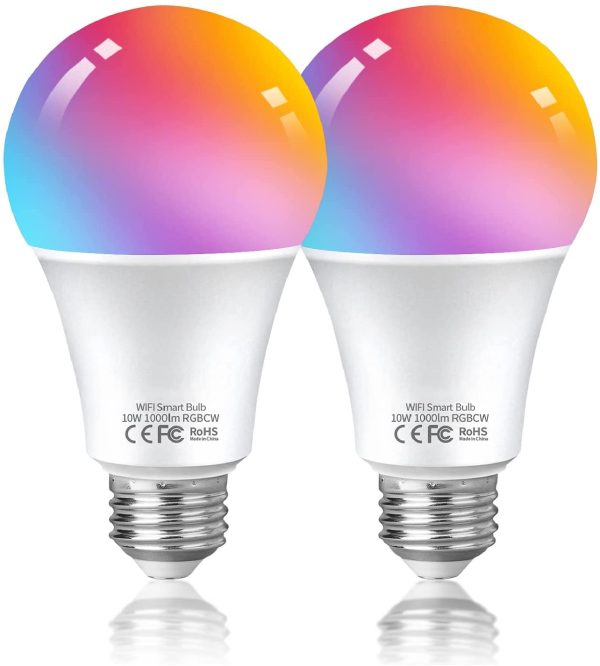 Ampoule Intelligente Wifi Led Smart Bulb E27, RGB Ampoule Connectee Alexa 10W 1000LM, Compatible Avec Alexa/Google Home/Siri, Aucun Hub Requis, 2 Pack [Classe énergétique A++] – Image 5