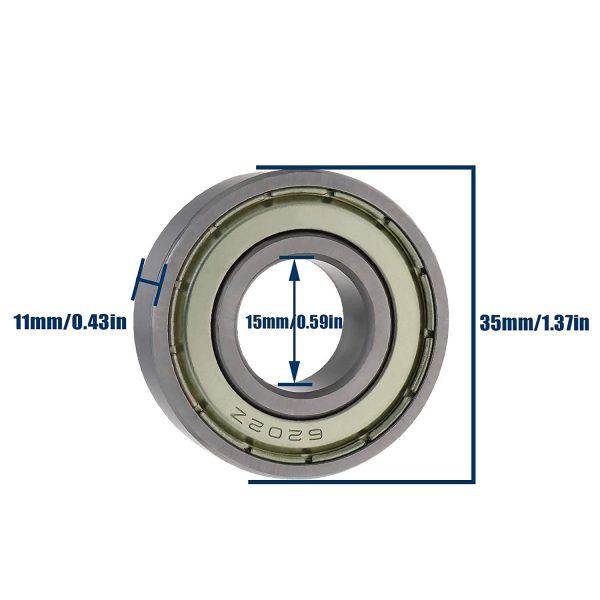 Lot de 4 roulements à billes 6202ZZ - 15 x 35 x 11 mm - Avec double blindage pré-lubrifiés pour moteurs électriques, machines électriques – Image 5