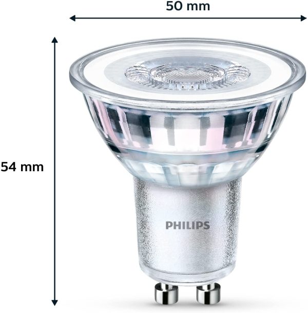 Philips ampoule LED Spot GU10 50W Blanc Chaud, Verre, Lot de 6 – Image 5