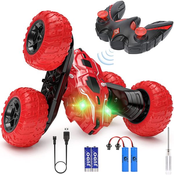 RC Voiture Telecommandé Enfant 360°Rotation Stunt Car 2.4GHz Voiture Radiocommandee avec LED 4WD Buggy Course Rapide ??Voiture Jeux Extérieur Jouet Garçon Fille 3 4 5 6 7 8 9 12 Ans (Rouge – Image 4