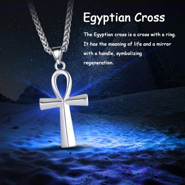 FaithHeart Collier Egyptien Personnalisable,Pendentif Croix d'Ankh d'Egypte/Croix Ankh Serpent/Carte Afrique/Oeil d’Horus/Croix de Vie + Chaîne 55+5cm,Bijoux Amulette de Protection pour Homme/Femme – Image 5