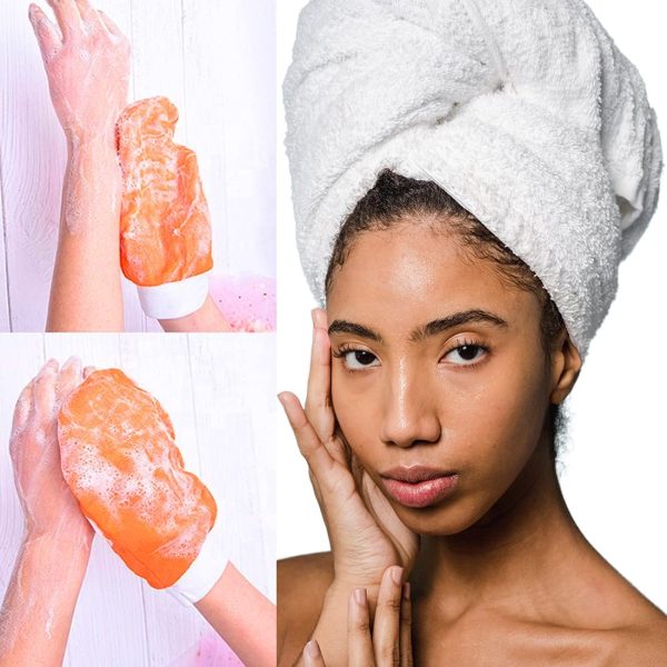 2X Gant Exfoliant, Gant De Crin, Gant Kessa, Hammam, Gommage naturel Et Efficace, Corps Et Visage Femme Et Homme, Nettoie Et Purifie La Peau Et Élimine Les Cellules Mortes, avec ou sans Savon Noir – Image 2