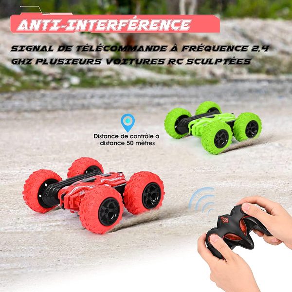 RC Voiture Telecommandé Enfant 360°Rotation Stunt Car 2.4GHz Voiture Radiocommandee avec LED 4WD Buggy Course Rapide ??Voiture Jeux Extérieur Jouet Garçon Fille 3 4 5 6 7 8 9 12 Ans (Rouge – Image 6