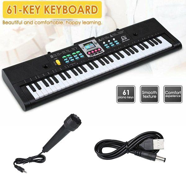 Sharplace Clavier Piano 61 Touches Numérique Musique Clavier avec Microphone Cadeau de Noël Musical Divertissement Orgue Électronique – Image 2