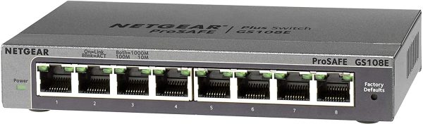 NETGEAR (GS108E) Switch Ethernet Plus 8 Ports RJ45 Métal Gigabit (10/100/1000), switch RJ45 Manageable Serie Plus Bureau ou Rackable, Métal, Silencieux , Protection ProSAFE à Vie, idéal pour PME/ TPE – Image 6