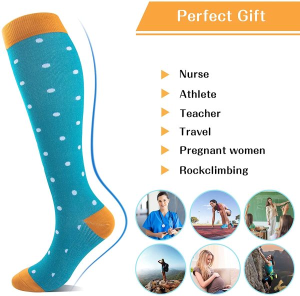 Chaussettes de Contention pour Femmes et Homme, Bas de Contention, Chaussettes de Course Protection de la Cheville pour Sport, Course, athlétisme,Trekking, Voyage, Vol, Infirmiers, Grossesse – Image 3