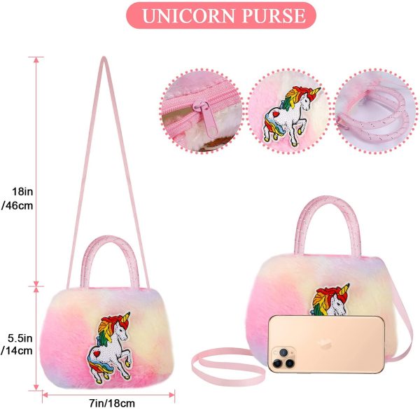 Hifot Licorne Mini Sac à Main avec Bijoux Enfants, Couleur Licorne Bracelet Boucles d'oreilles Bague Colliers Princesse Parure Bijoux Fille Jeu d'habillage Accessoire – Image 3