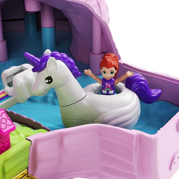 Polly Pocket coffret Licorne en Fête avec mini-figurines Polly et Lila, plusieurs zones de jeu, 25 surprises et accessoires, jouet pour enfant, GVL88 – Image 2