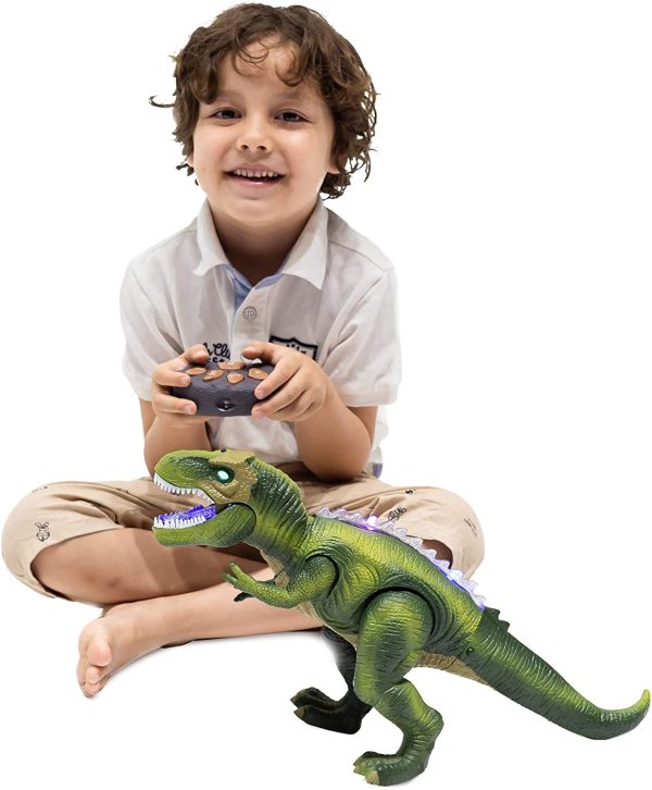 JOYIN LED Allume Dinosaures Télécommandés Marchent et Rugissent Réalistes Jouets de Dinosaure T-Rex avec Yeux Brillants, Mouvement de Marche pour Garçons – Image 5