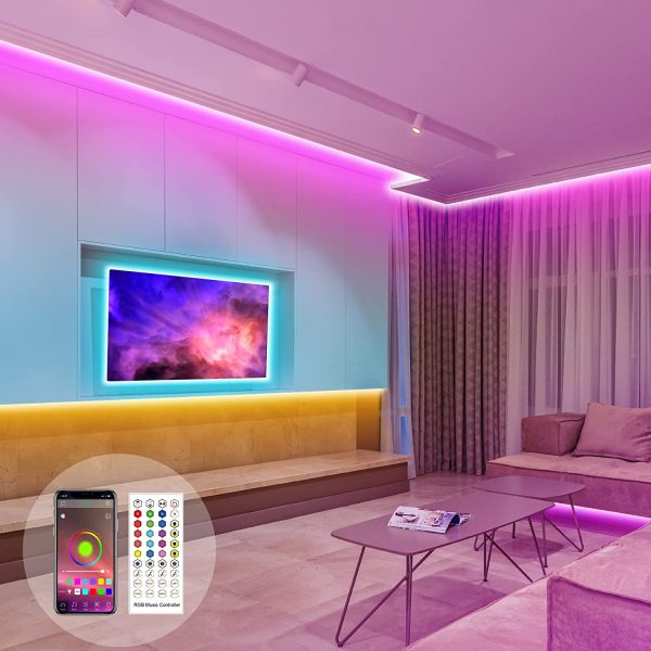 Ruban Led 10M, Bande Led 5050 RGB , Led Ruban Lumineuse Flexible Multicolore avec Télécommande 40 Touches，Utilisé pour la décoration de maison de chambre à coucher (1x10M) – Image 4