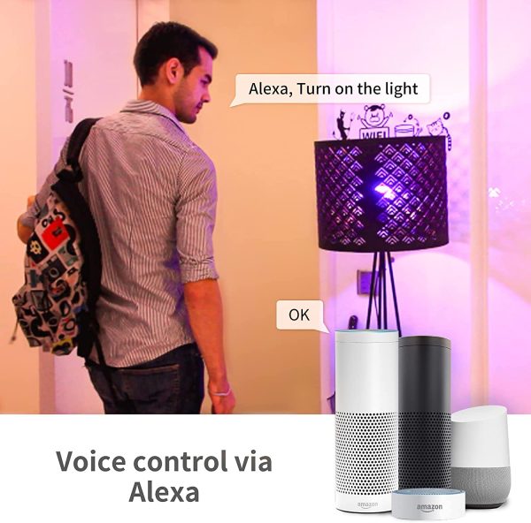 Ampoule Intelligente Wifi Led Smart Bulb E27, RGB Ampoule Connectee Alexa 10W 1000LM, Compatible Avec Alexa/Google Home/Siri, Aucun Hub Requis, 2 Pack [Classe énergétique A++]