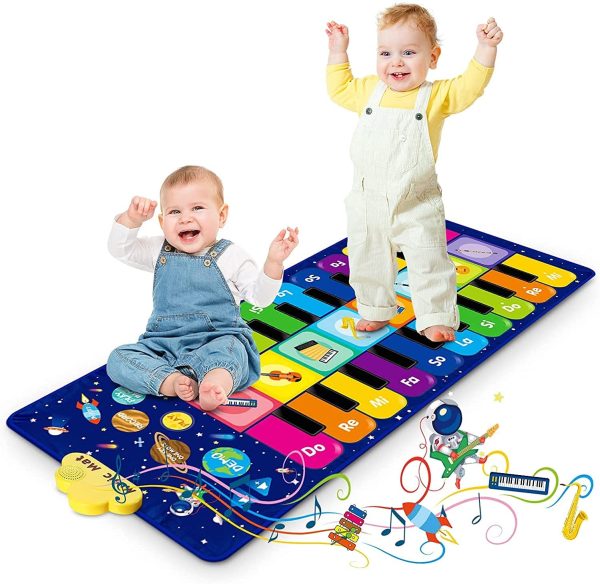 RenFox Tapis de Jeu pour Enfant, Tapis Musical Tapis de Danse avec 8 Instruments et 20 Touches, Jouets Educatifs Cadeaux pour Garçons Filles 1 2 3 4 5 Ans, 120 x 48 cm – Image 6